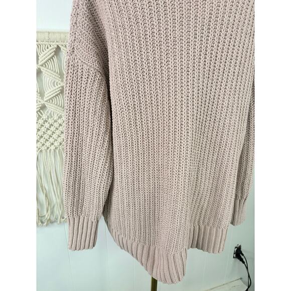 Aerie Oversized Chenille Turtleneck Sweater Womens XS Taupe Beige - Picture 8 of 9